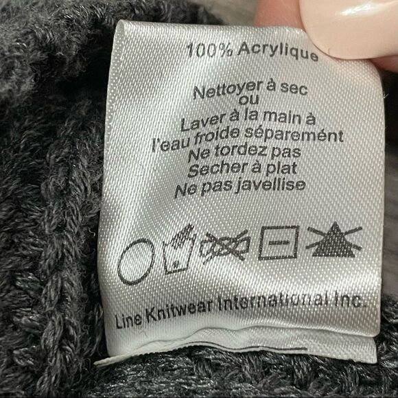 John + Jenn Lace Up Cold Shoulder Long Sleeve Sweater Dark Gray Size Medium - Picture 6 of 9